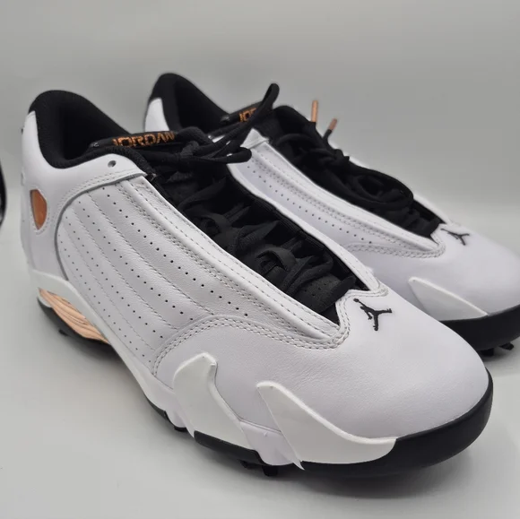 Nike Air Jordan 14 Golf US Open HV4813-100 Men's Size 8.5 White Black GoldNEW